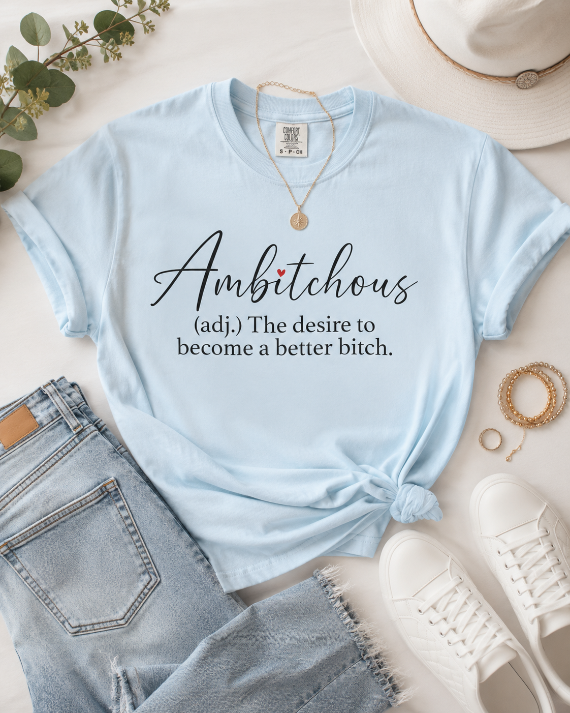 Ambitchous Graphic Tee | Funny Women's Shirt | Trendy Oversized Aesthetic T-Shirt | Boss Babe Gift for Her
