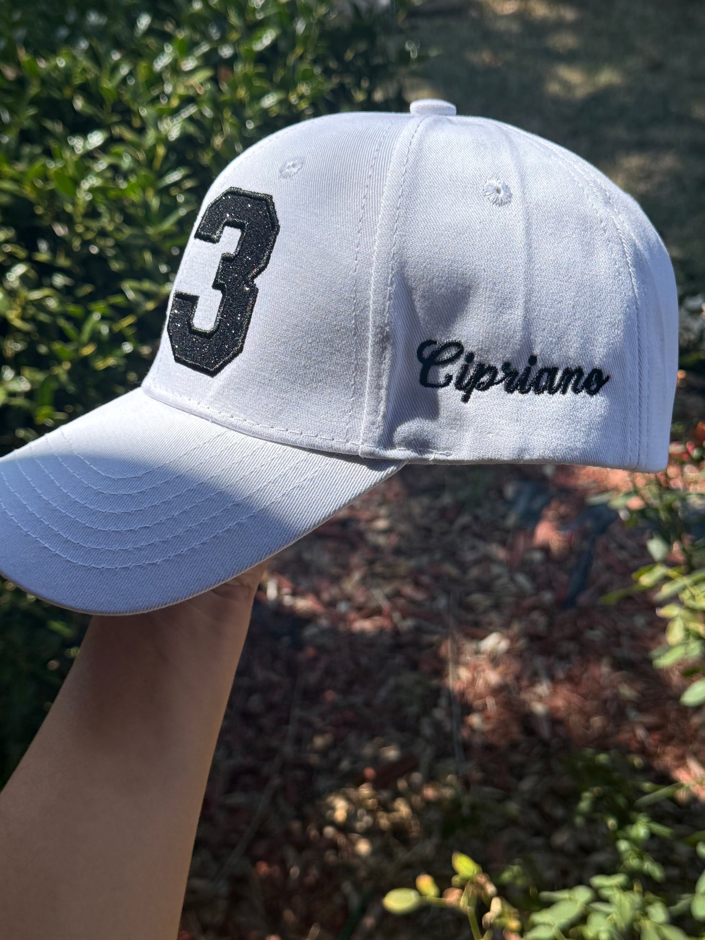 Custom Glitter Number Hat – Personalized Embroidered Baseball Cap | Sports Mom & Team Hat