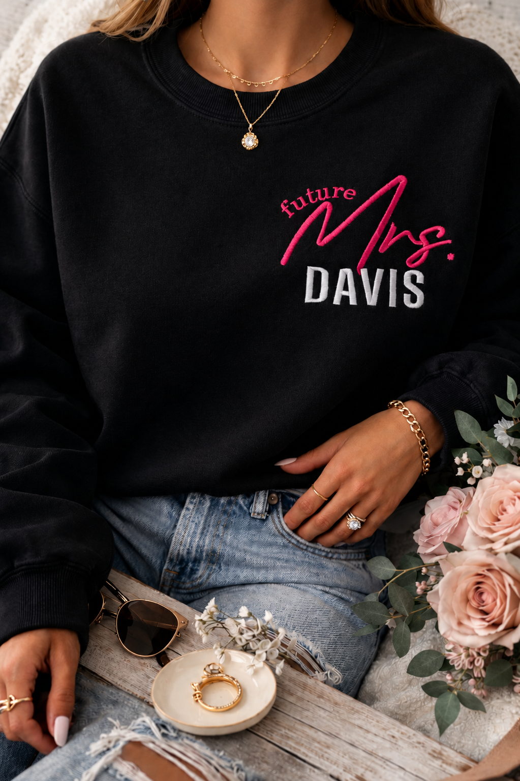Future Mrs. Custom Embroidered Personalized Engagement Gift