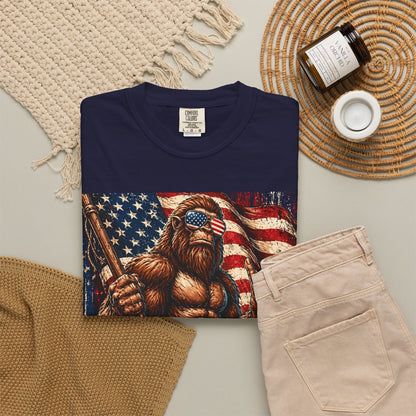 Bigfoot Merica Shirt | Patriotic Sasquatch American Flag Fourth of July Graphic Tee