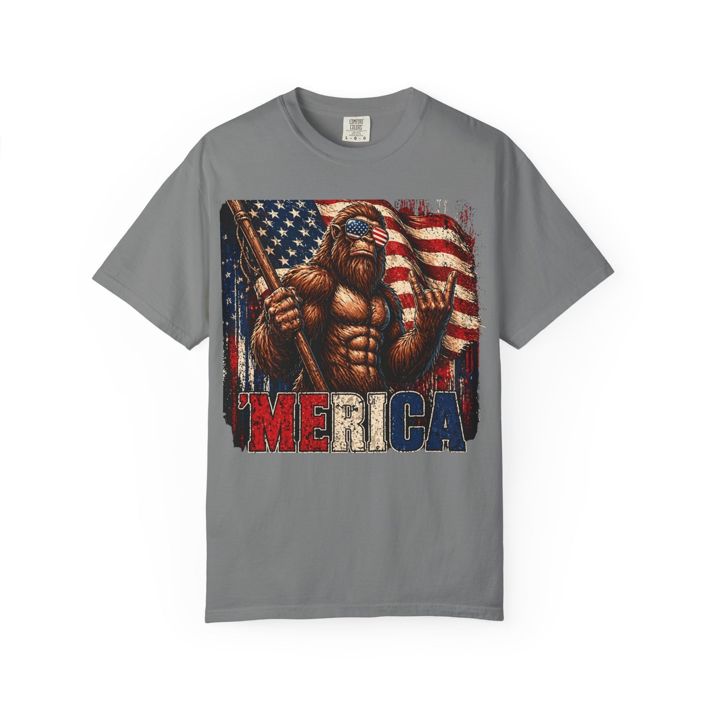 Bigfoot Merica Shirt | Patriotic Sasquatch American Flag Fourth of July Graphic Tee
