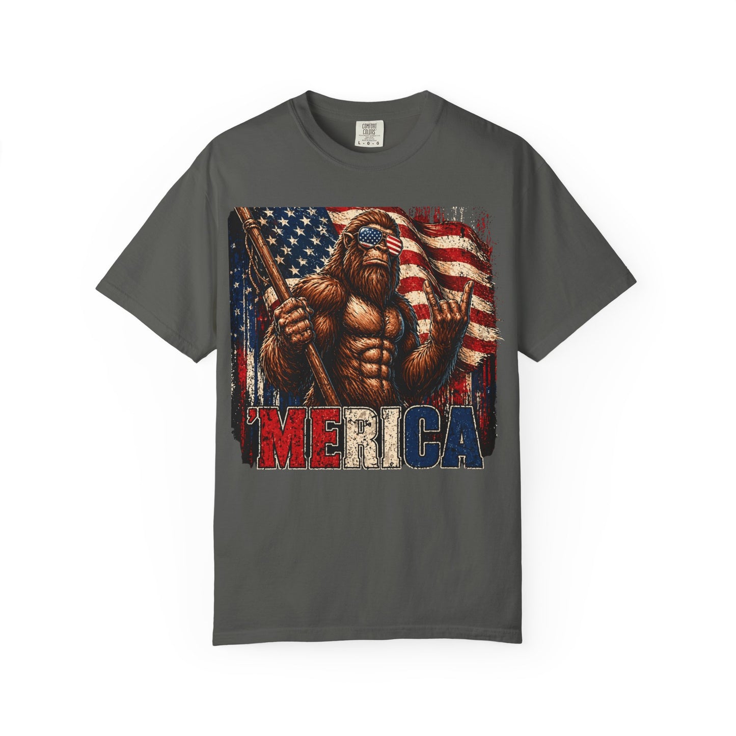 Bigfoot Merica Shirt | Patriotic Sasquatch American Flag Fourth of July Graphic Tee