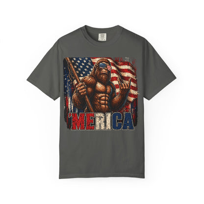 Bigfoot Merica Shirt | Patriotic Sasquatch American Flag Fourth of July Graphic Tee