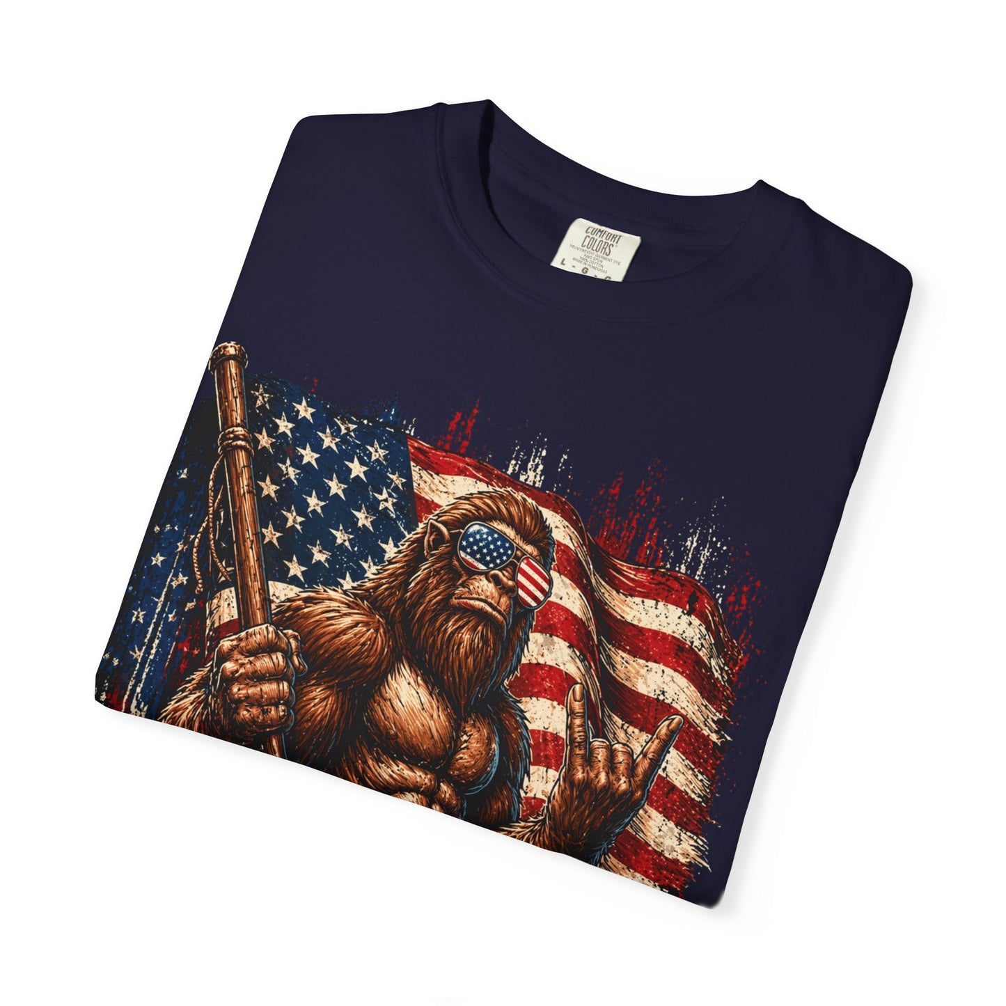 Bigfoot Merica Shirt | Patriotic Sasquatch American Flag Fourth of July Graphic Tee
