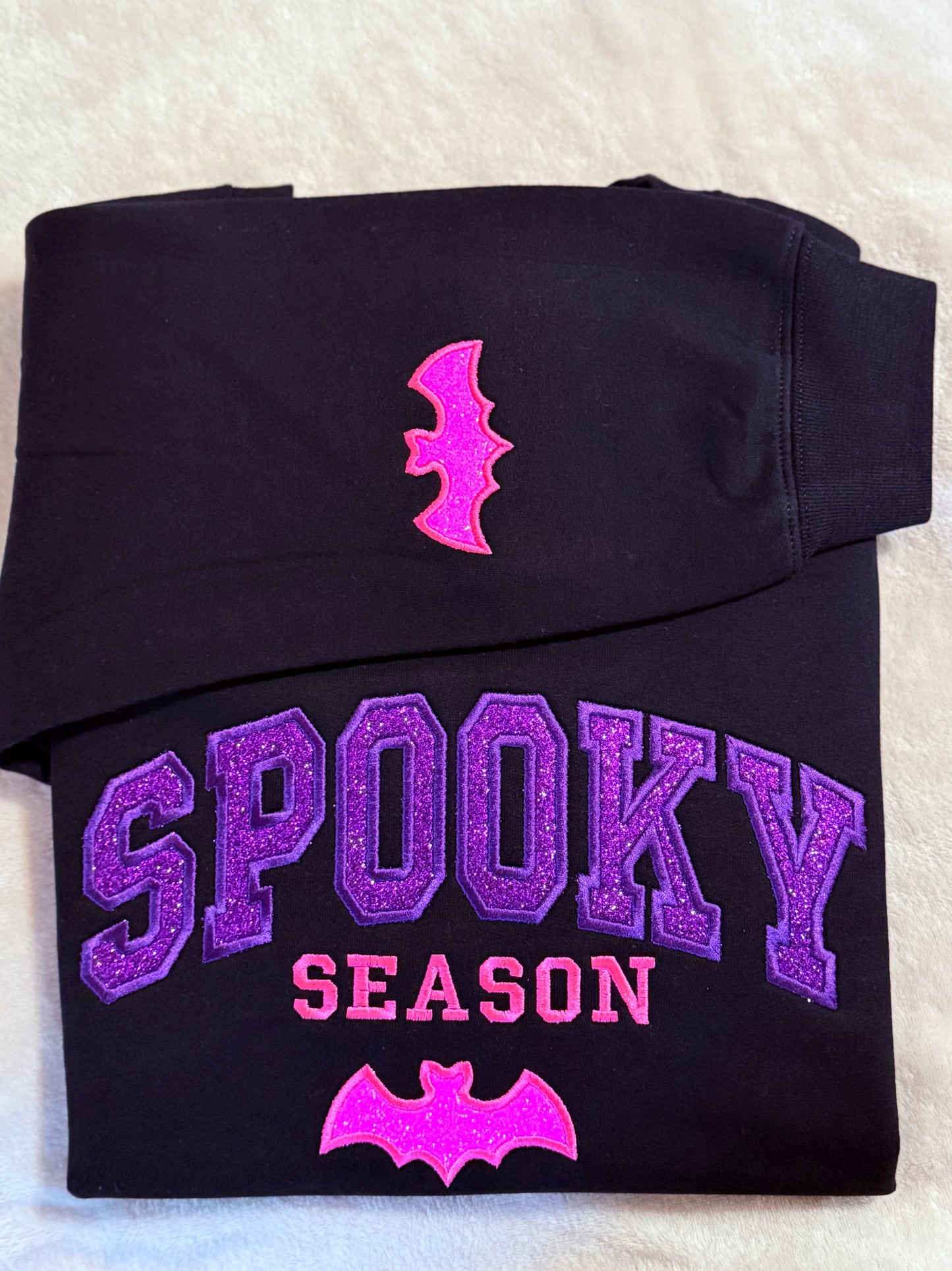 Embroidered Spooky Season Halloween Sweatshirt | Glitter Custom Fall Sweater