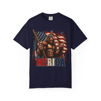 Bigfoot Merica Shirt | Patriotic Sasquatch American Flag Fourth of July Graphic Tee