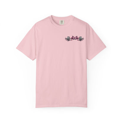 Pain Raised Her Discipline Refined Her Women's Motivational Gym T-Shirt | Butterfly Barbell Fitness Graphic Tee | Oversized Workout Shirt