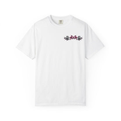 Pain Raised Her Discipline Refined Her Women's Motivational Gym T-Shirt | Butterfly Barbell Fitness Graphic Tee | Oversized Workout Shirt