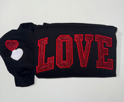 LOVE Embroidered Glitter Appliqué Sweatshirt – Valentine Crewneck