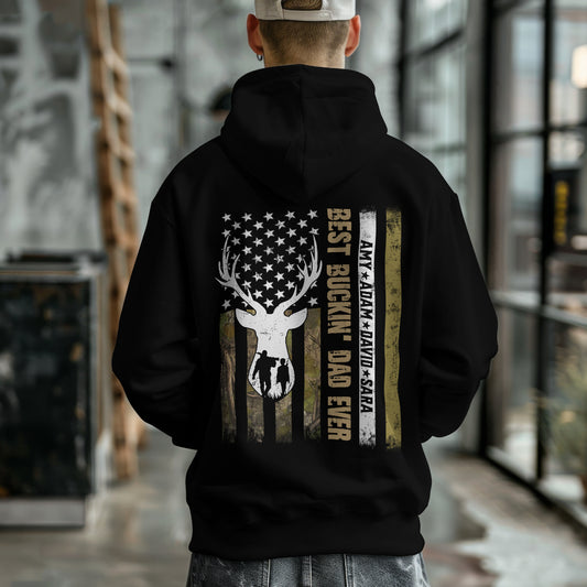 Men’s Personalized Best Buckin’ Dad – Father’s Day Gift with Kids’ Names