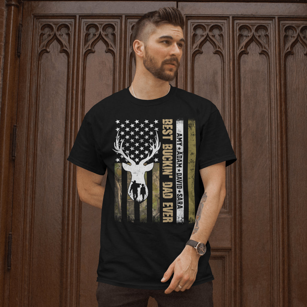 Men’s Personalized Best Buckin’ Dad – Father’s Day Gift with Kids’ Names