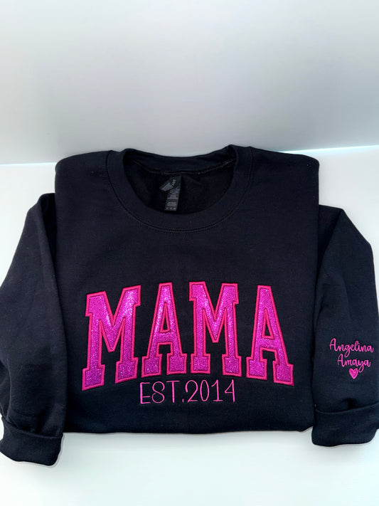 Custom MAMA Glitter Appliqué Sweatshirt