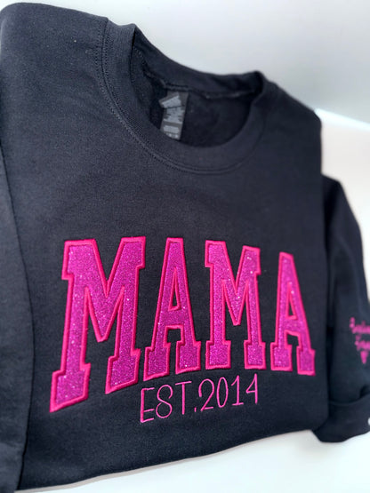 Custom MAMA Glitter Appliqué Sweatshirt