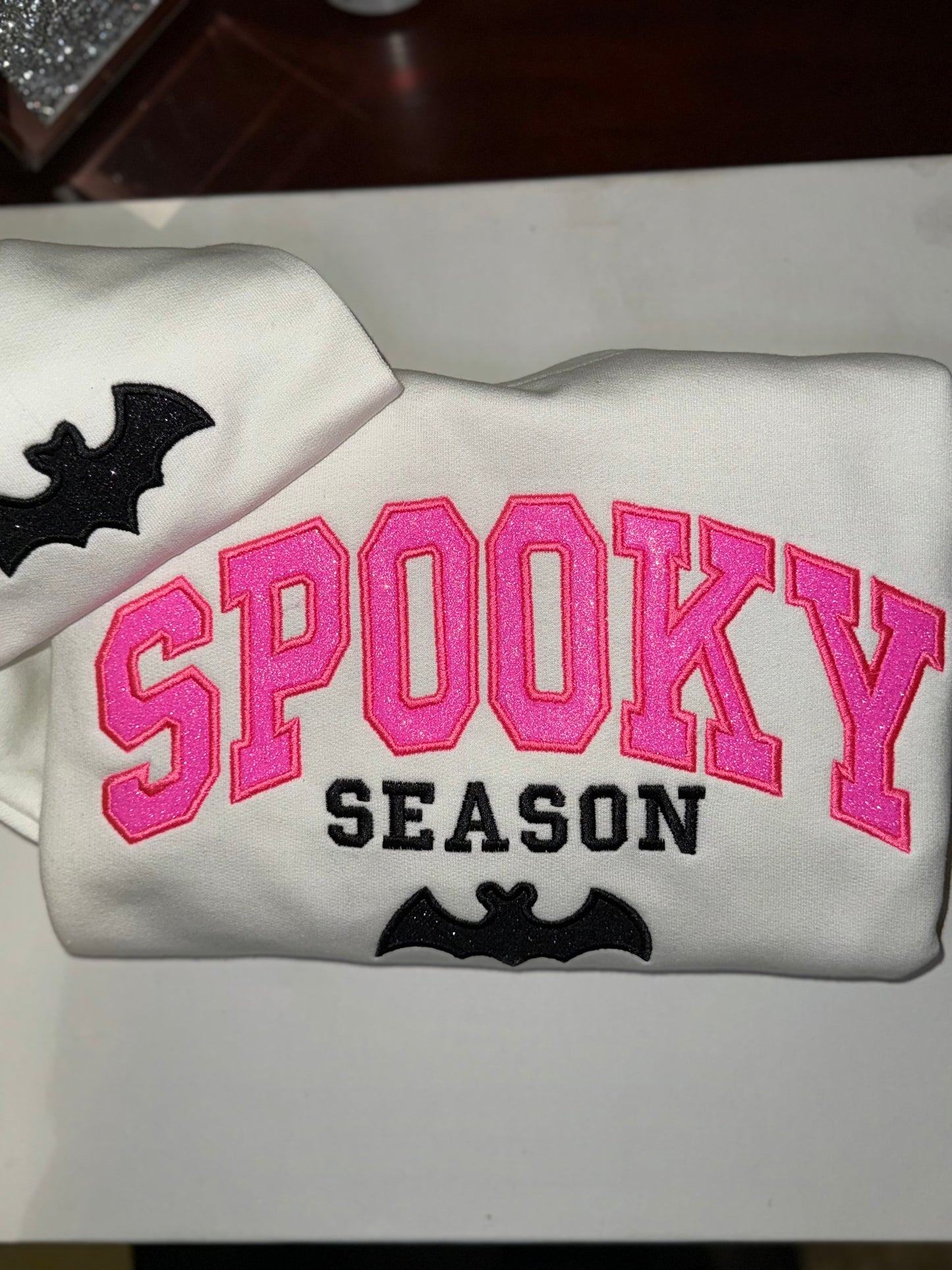 Embroidered Spooky Season Halloween Sweatshirt | Glitter Custom Fall Sweater