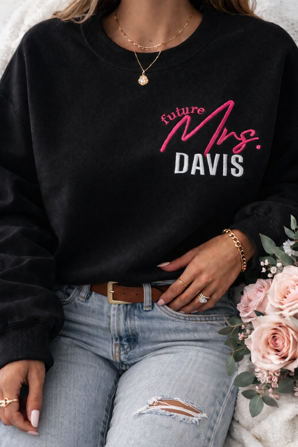 Future Mrs. Custom Embroidered Personalized Engagement Gift