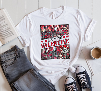 Be Mine Horror Graphic Tee for Women – Trendy, Comfortable, and Perfectly Creepy”