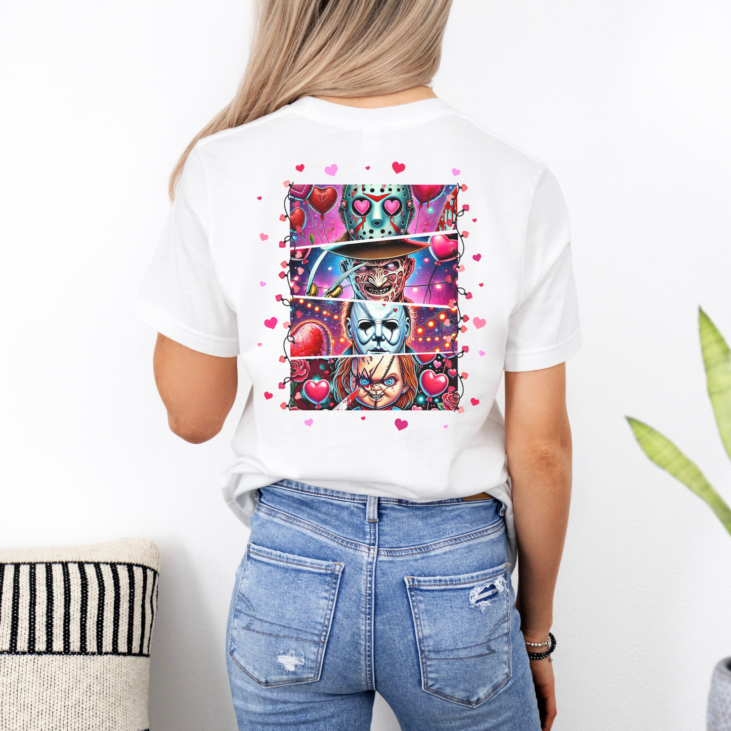 Creepy Valentine Women’s Graphic Tee – Your Favorite Horror Icons