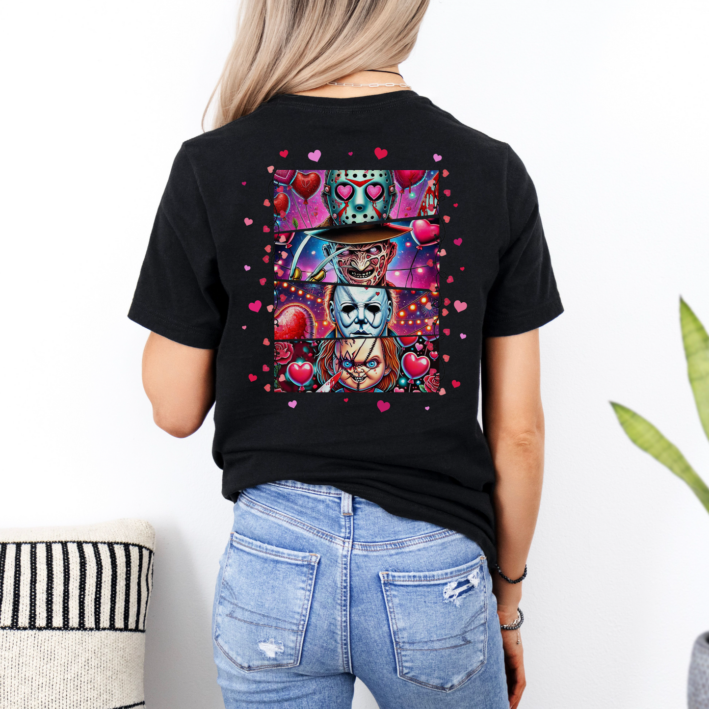 Creepy Valentine Women’s Graphic Tee – Your Favorite Horror Icons