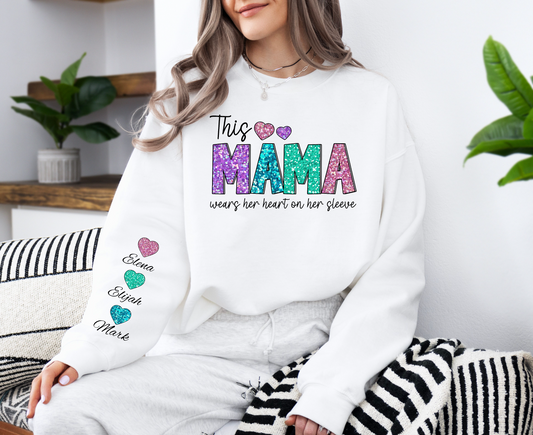 Sparkle & Shine Custom Mama or Grandma Sweatshirt – Glittery Design with Personalized Names