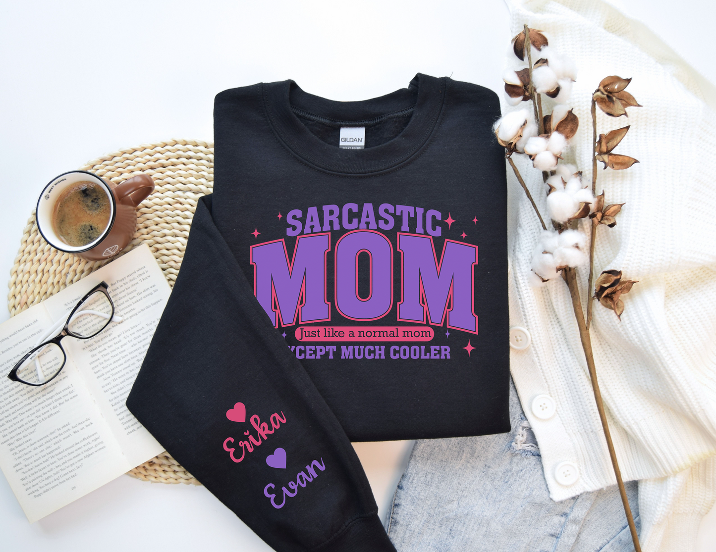 Sarcastic Mom Personalized Sweatshirt – Customizable with Kids' Names – Perfect Gift for Moms with Attitude
