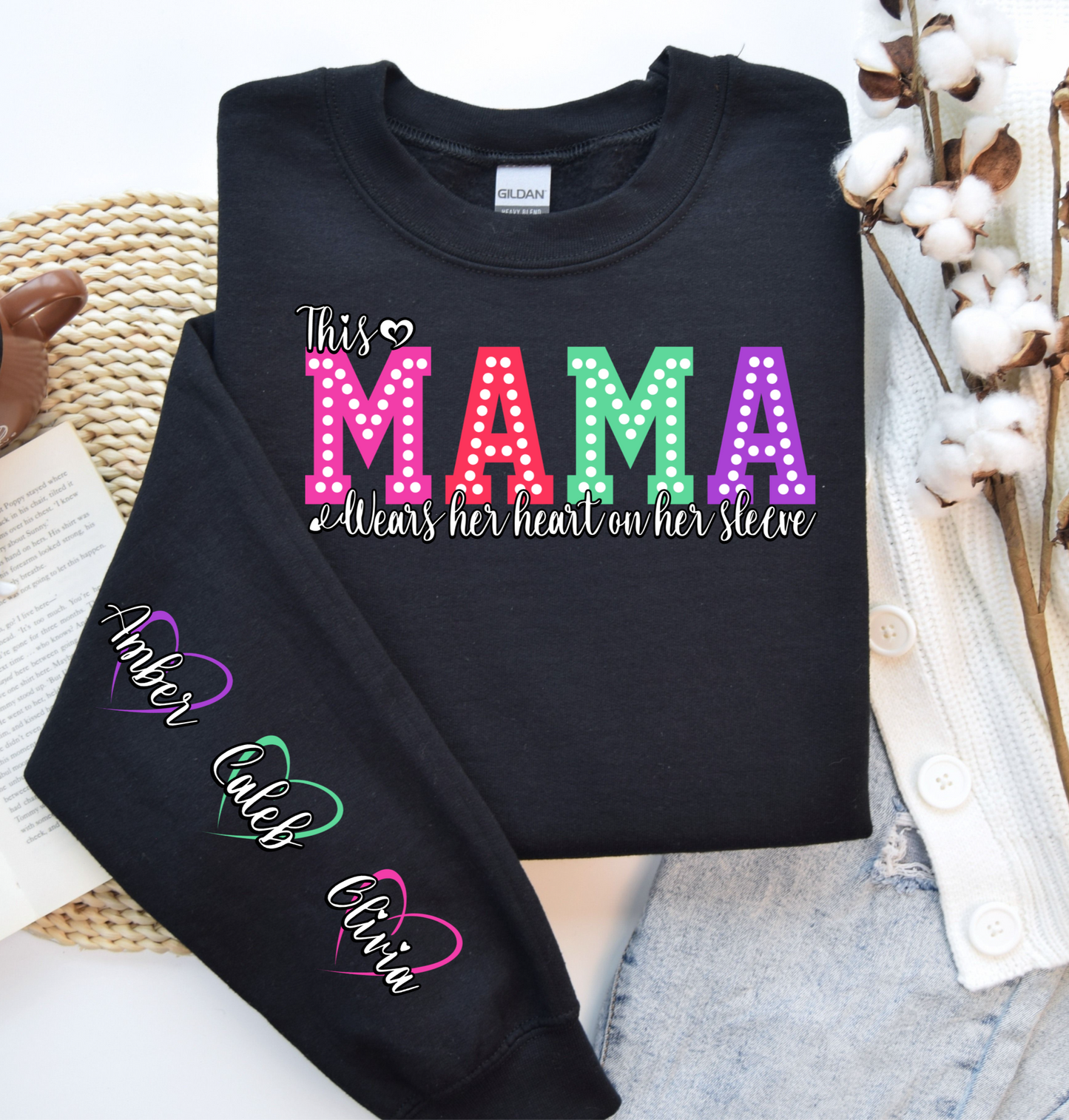 Personalized, "Wears Her Heart on Her Sleeve," Sweatshirt for Women