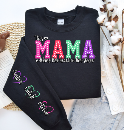 Personalized, "Wears Her Heart on Her Sleeve," Sweatshirt for Women