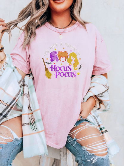 Hocus Pocus – Embroidered Sanderson Sisters Halloween Crewneck T-Shirt