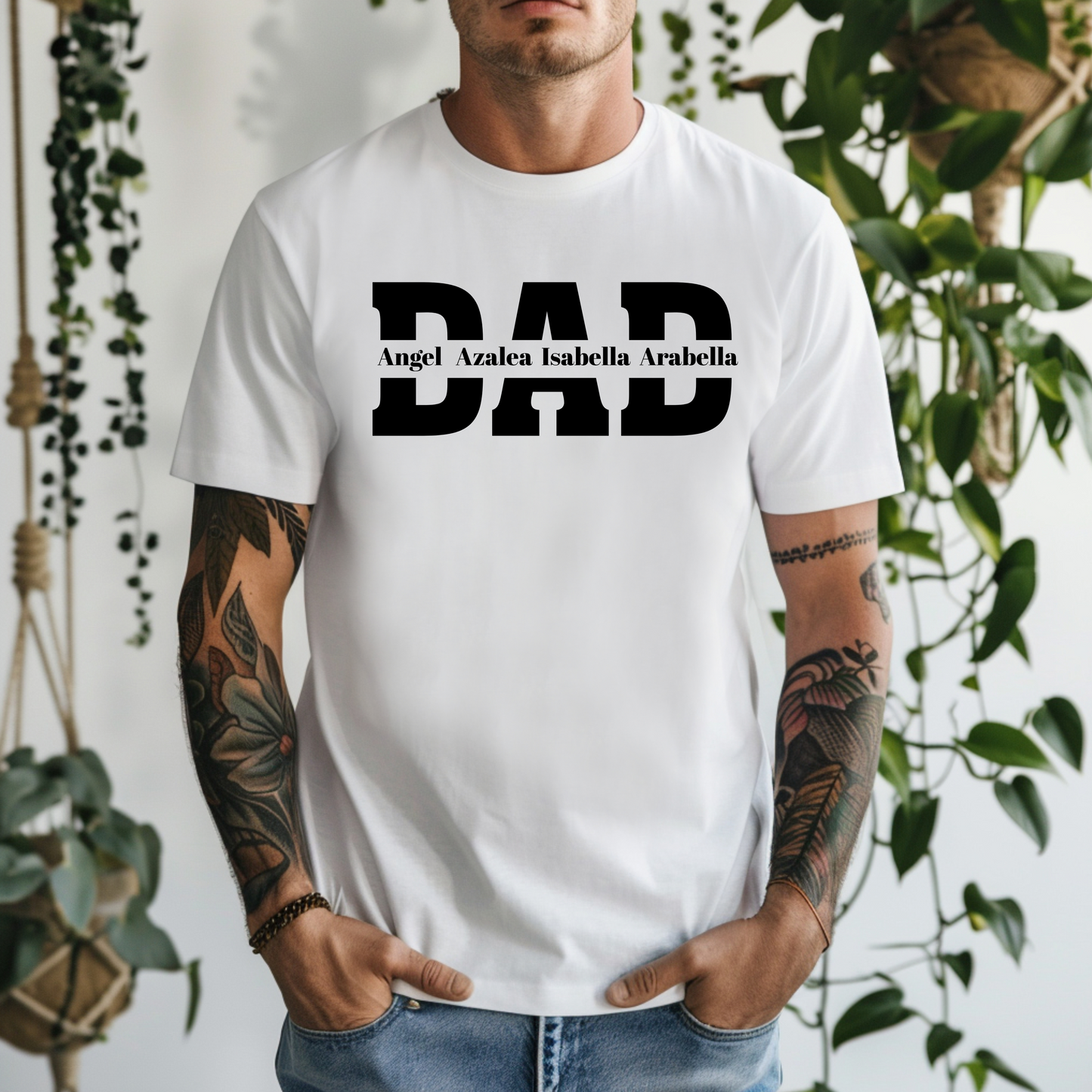 Dad Custom Split Name Frame Shirt
