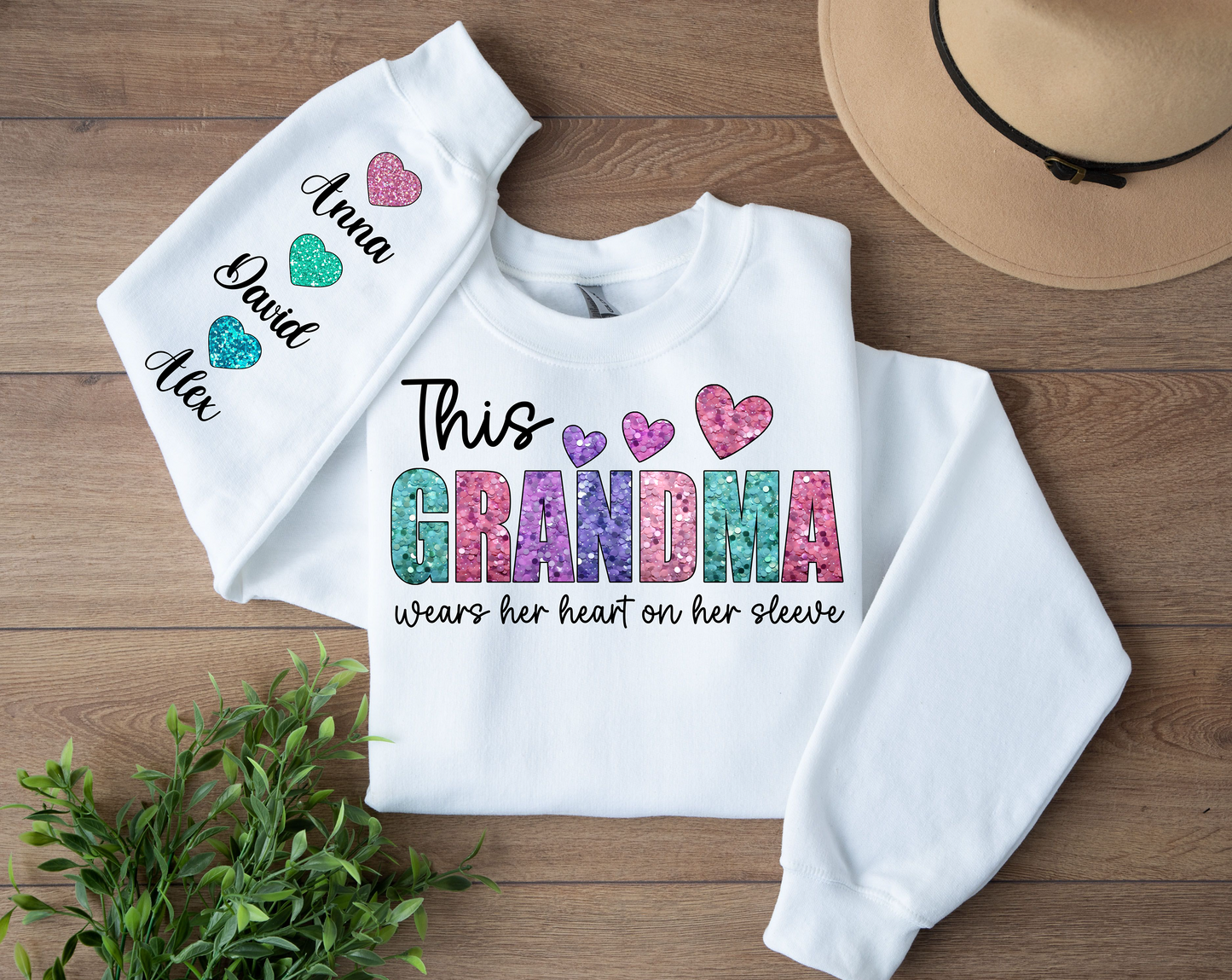 Sparkle & Shine Custom Mama or Grandma Sweatshirt – Glittery Design with Personalized Names