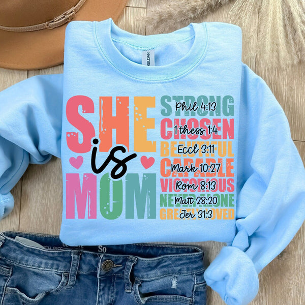 "She is Mom" Inspirational Christian Women's Sweatshirt – Cute, Faith-Filled Gift for Moms