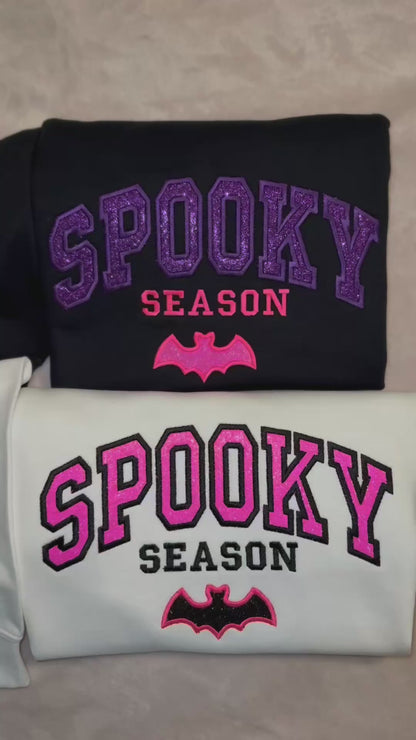 Embroidered Spooky Season Halloween Sweatshirt | Glitter Custom Fall Sweater