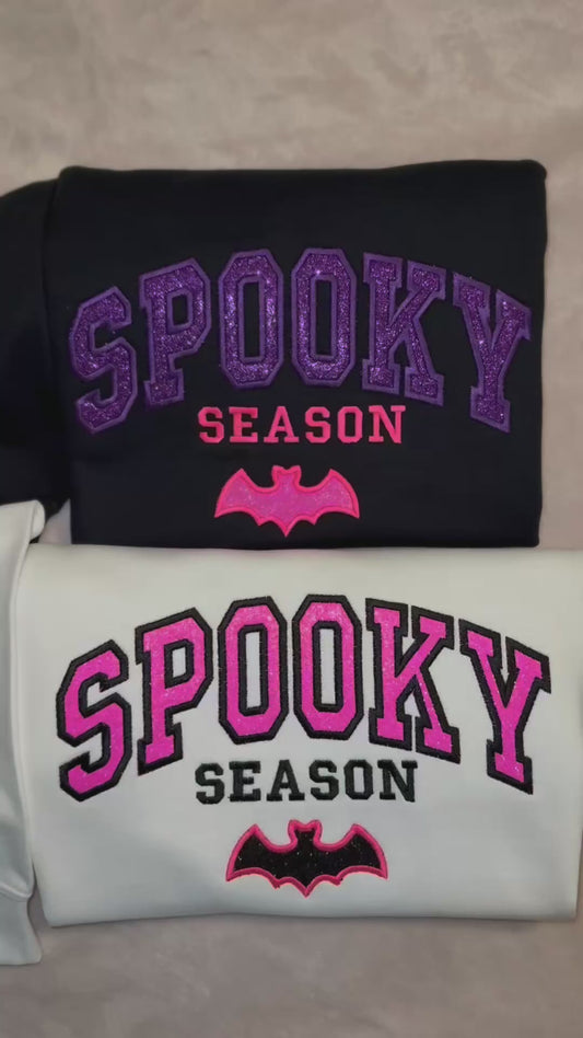 Embroidered Spooky Season Halloween Sweatshirt | Glitter Custom Fall Sweater