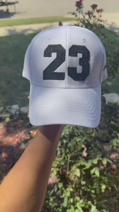 Custom Glitter Number Hat – Personalized Embroidered Baseball Cap | Sports Mom & Team Hat