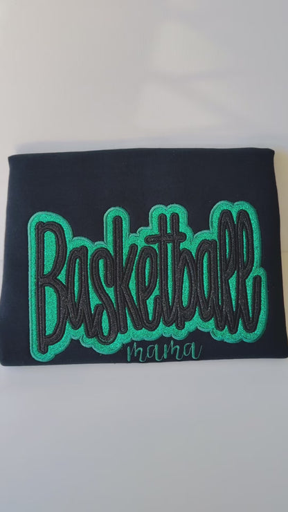 Personalized Basketball Mama Sweatshirt or Hoodie 🏀✨ Custom Glitter Applique Game Day Design